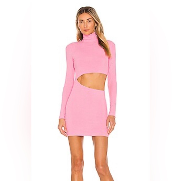 superdown Dresses & Skirts - Superdown Elegant Pink Cut-Out Turtleneck Dress